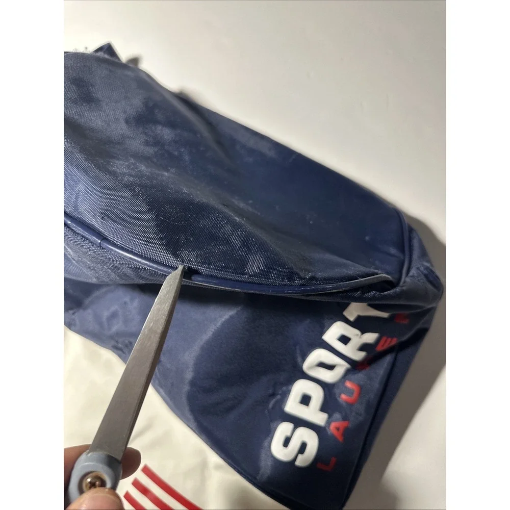 Vintage Polo Sport Ralph Lauren Tote Blue White Expandable Duffle Bag Strap 30in